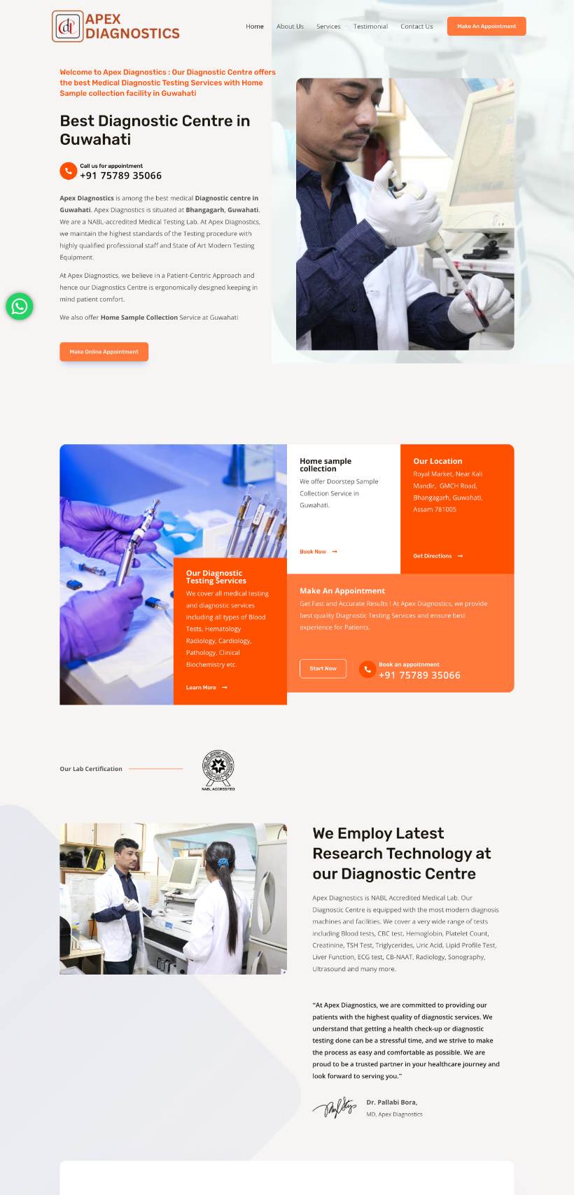 Apex Diagnostics website